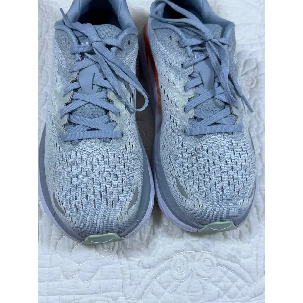 Hoka One One Women 7.5 Blue Clifton 8 Cushioned Lace Up Running Athletic Shoes